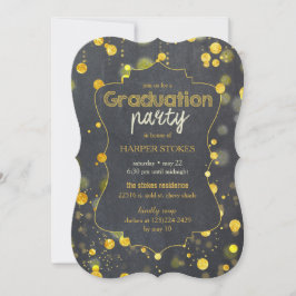 Convite Festa de formatura Glam Faux Gold Foil Confetti