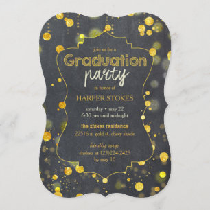 Convite Festa de formatura Glam Faux Gold Foil Confetti