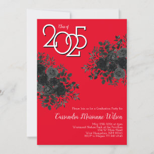 Convite Festa de formatura Gótica Rosa preto Vermelho