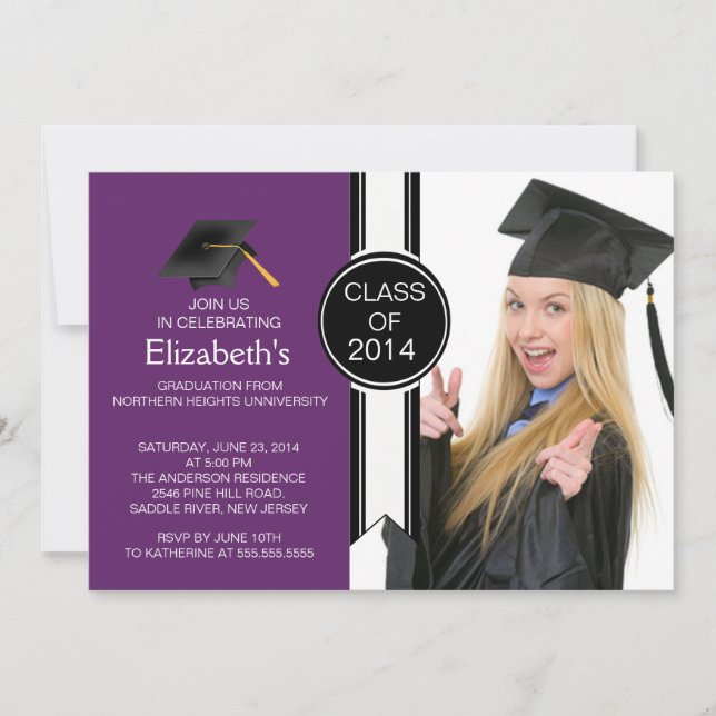 Convite Festa de formatura graduada moderna da foto do (Frente)