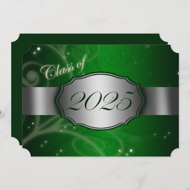 Convite Festa de formatura Green & Silver 2025 (Frente/Verso)