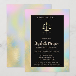 Convite Festa de Formatura Holográfica Escala de Justiça D