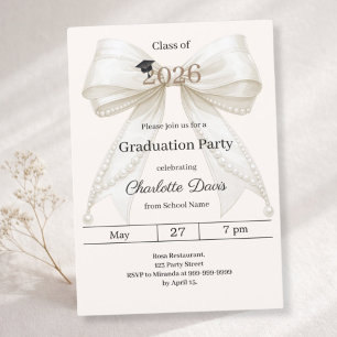 Convite Festa de formatura laço marfim creme turma de 2026