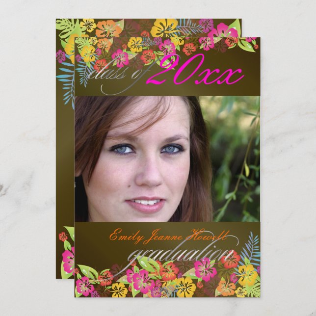 CONVITE FESTA DE FORMATURA LUAU/HIBISCUS/CAIXA (Frente/Verso)