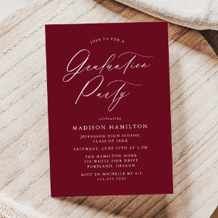 Convite Festa de formatura Maroon Elegante Calliografia