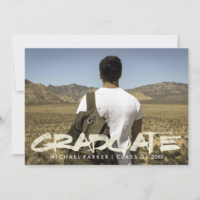 Convite Festa de formatura Masculina de Texto Moderno com  (Frente)