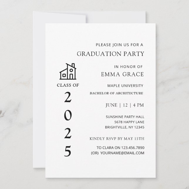 Convite Festa de formatura mínima da arquitetura (Frente)