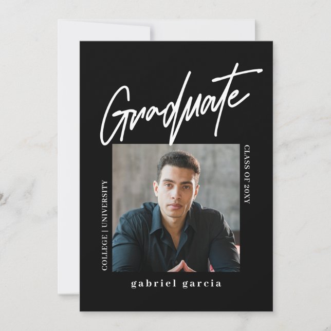 Convite Festa de formatura Mínima Moderna de Foto Branca P (Frente)