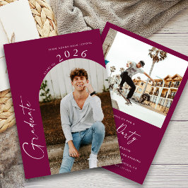 Convite Festa de formatura Mínima Moderna de Foto Maroon