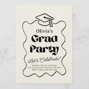 Convite Festa de Formatura Minimalista Desenhada à Mão com