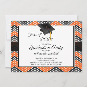Convite Festa de formatura Modern Chevron GraduateTassel
