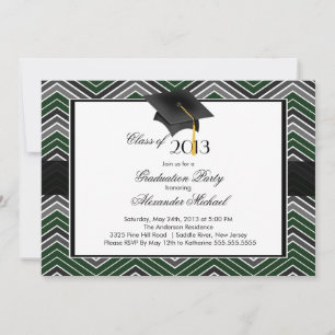Convite Festa de formatura Modern Chevron GraduateTassel