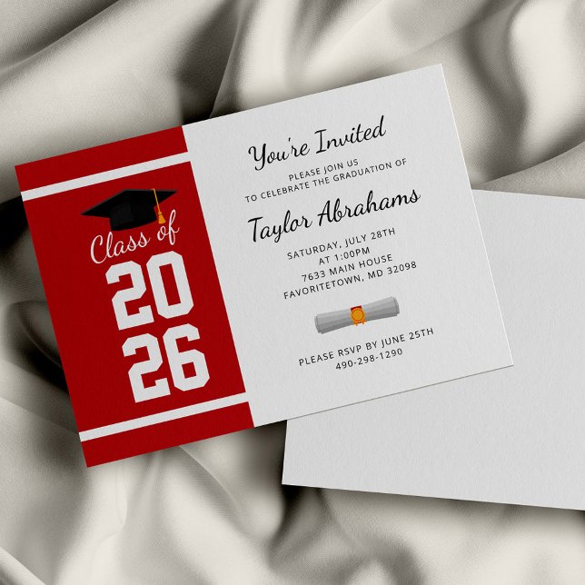 Convite Festa de Formatura Moderna 2026 (Graduation Red and White 2024 Party Invitation)