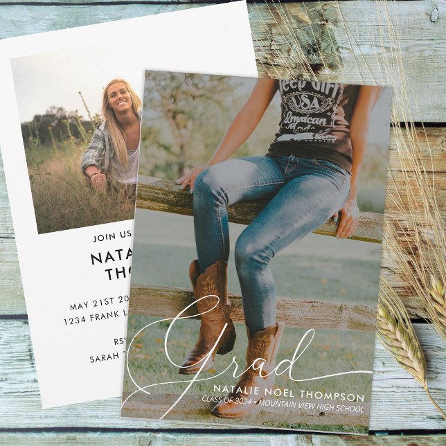 Convite Festa de formatura Moderna de Fotos do Script Clás (Criador carregado)