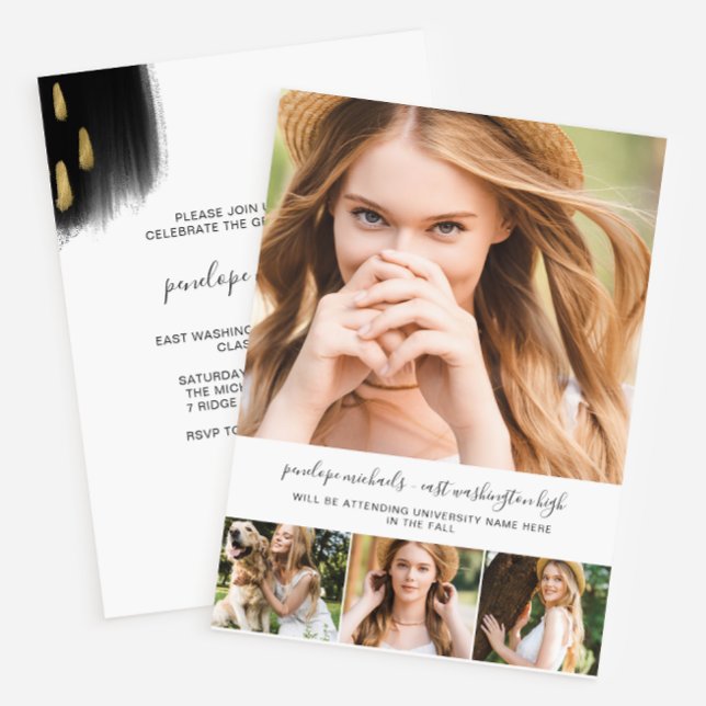 Convite Festa de formatura Moderna de Placas Pretas (Criador carregado)