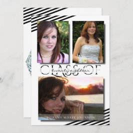 Convite Festa de formatura Moderno 3 Fotografias Pretas