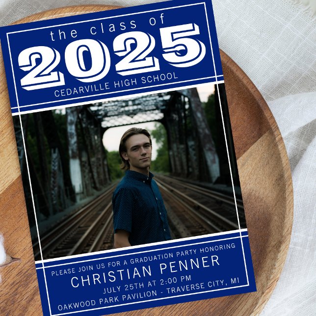 Convite Festa de formatura Open House 2025 Photo Blue (Criador carregado)