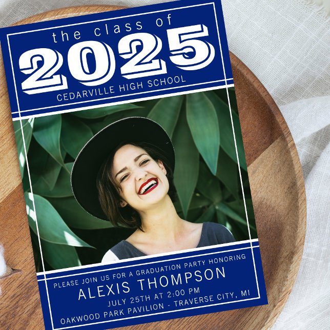 Convite Festa de formatura Open House 2025 Photo Blue (Criador carregado)