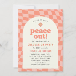 Convite Festa de formatura Orange Retro Groovy 70s