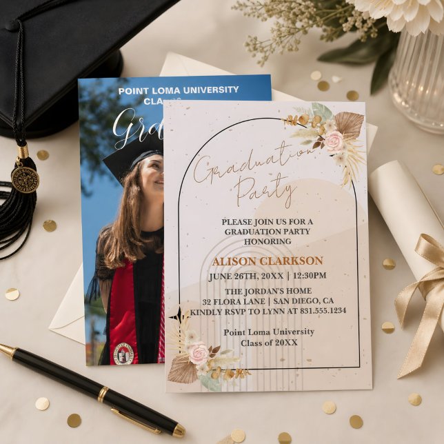 Convite Festa de Formatura Personalizada Boho com Grama Pa (Criador carregado)