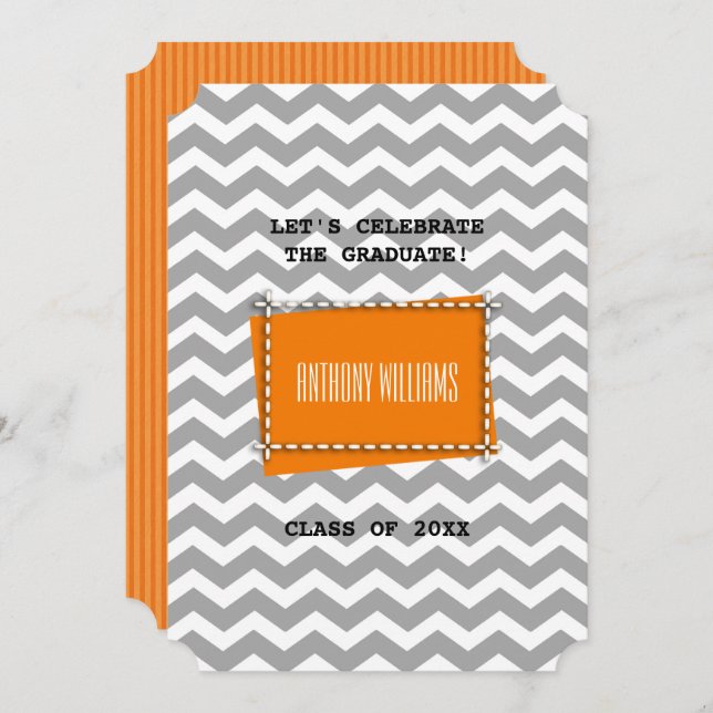 Convite Festa de formatura Personalizada do Padrão Chevron (Frente/Verso)