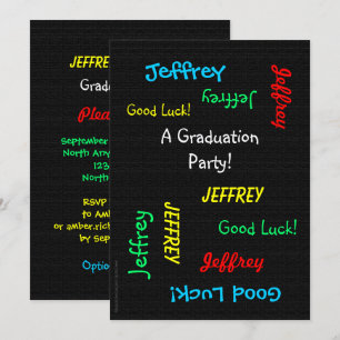 Convite Festa de formatura Personalizada, Invólucro Preto