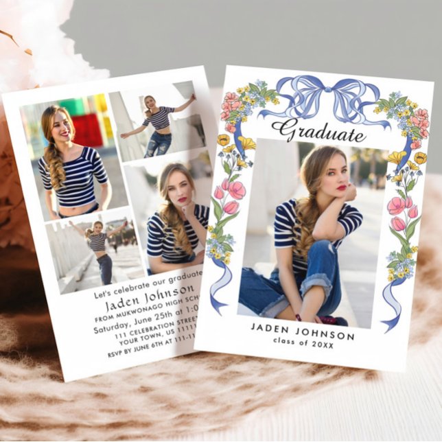 Convite Festa de formatura PHOTO do Arco azul Trendy 5 (Criador carregado)