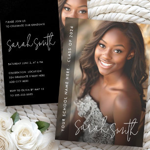 Convite Festa de formatura preta de fotografia moderna