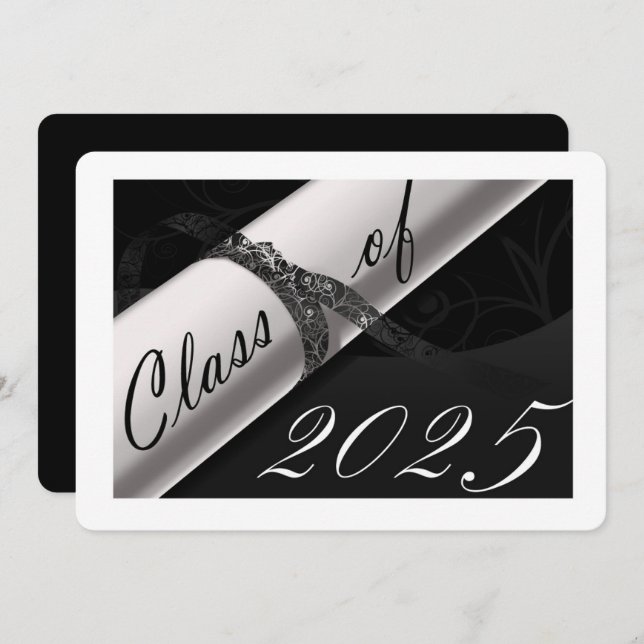 Convite Festa de formatura Preta e Branca (Frente/Verso)