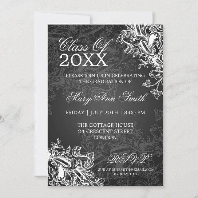 Convite Festa de formatura Preto para roteiros de vindima (Frente)