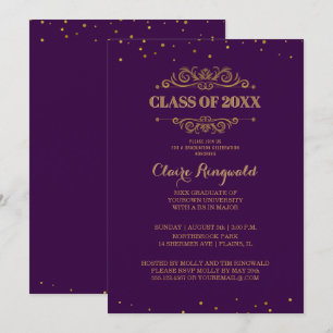 Convite Festa de formatura Real Elegante Dourada 2018