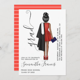 Convite Festa de formatura Red and White Girl