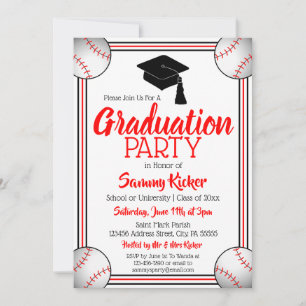 Convite Festa de formatura Red & Black Baseball
