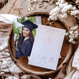 Convite Festa de formatura Rosa Ilustrada Desenhada à Mão