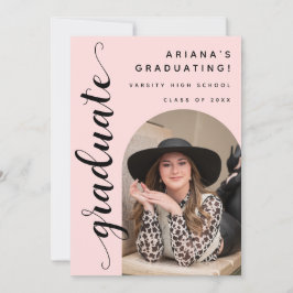Convite Festa de formatura rosa-rosa de Script Chic de Ten