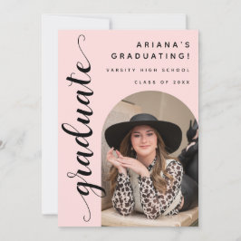 Convite Festa de formatura rosa-rosa de Script Chic de Ten