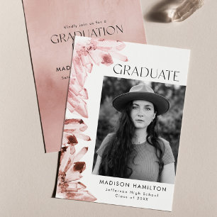 Convite Festa de formatura Rosa Watercolor Crystal Photo