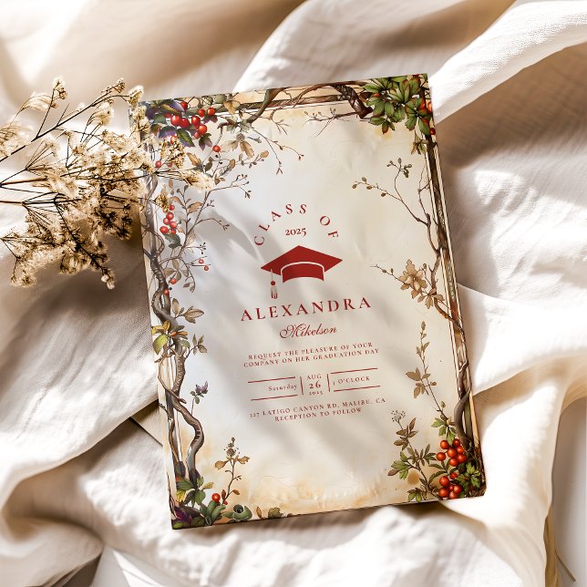 Convite Festa de formatura Russo de Flores Selvagens (Criador carregado)