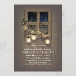 Convite Festa de formatura Rustic Mason Jar Lights Barn