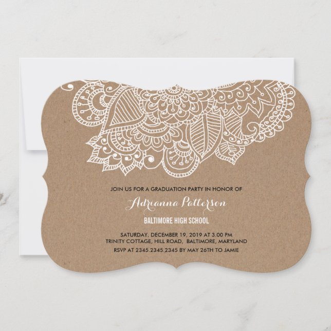 Convite Festa de formatura | Rustic Paisley Pattern (Frente)