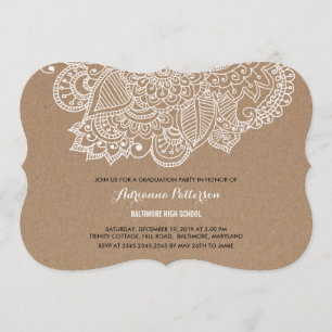 Convite Festa de formatura   Rustic Paisley Pattern