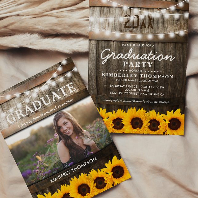 Convite Festa de formatura Rustic Sunflower 2025 (Criador carregado)