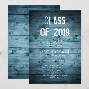 Convite Festa de formatura Segundo grau 2019 Rustic Blue