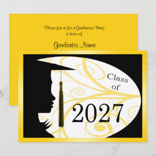Convite Festa de Formatura Silhueta Amarela e Preta 2027