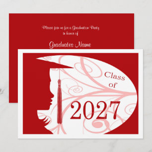 Convite Festa de Formatura Silhueta Vermelha e Branca 2027