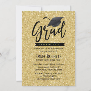 Convite Festa de formatura Tipografia Dourada Moderna