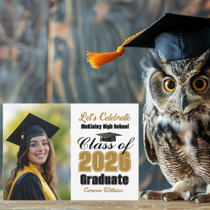 Convite Festa de Formatura Turma de 2026 Foto Dourado Pret