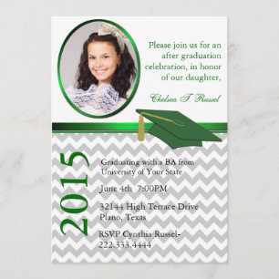 Convite Festa de formatura verde de Chevron da foto feita