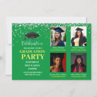 Festa de formatura verde e amarela com múltiplas f