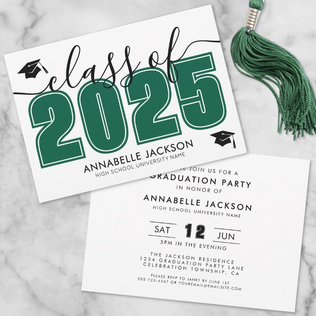 Convite Festa de formatura Verde Simples (Simple Green Graduation Party Invitation)